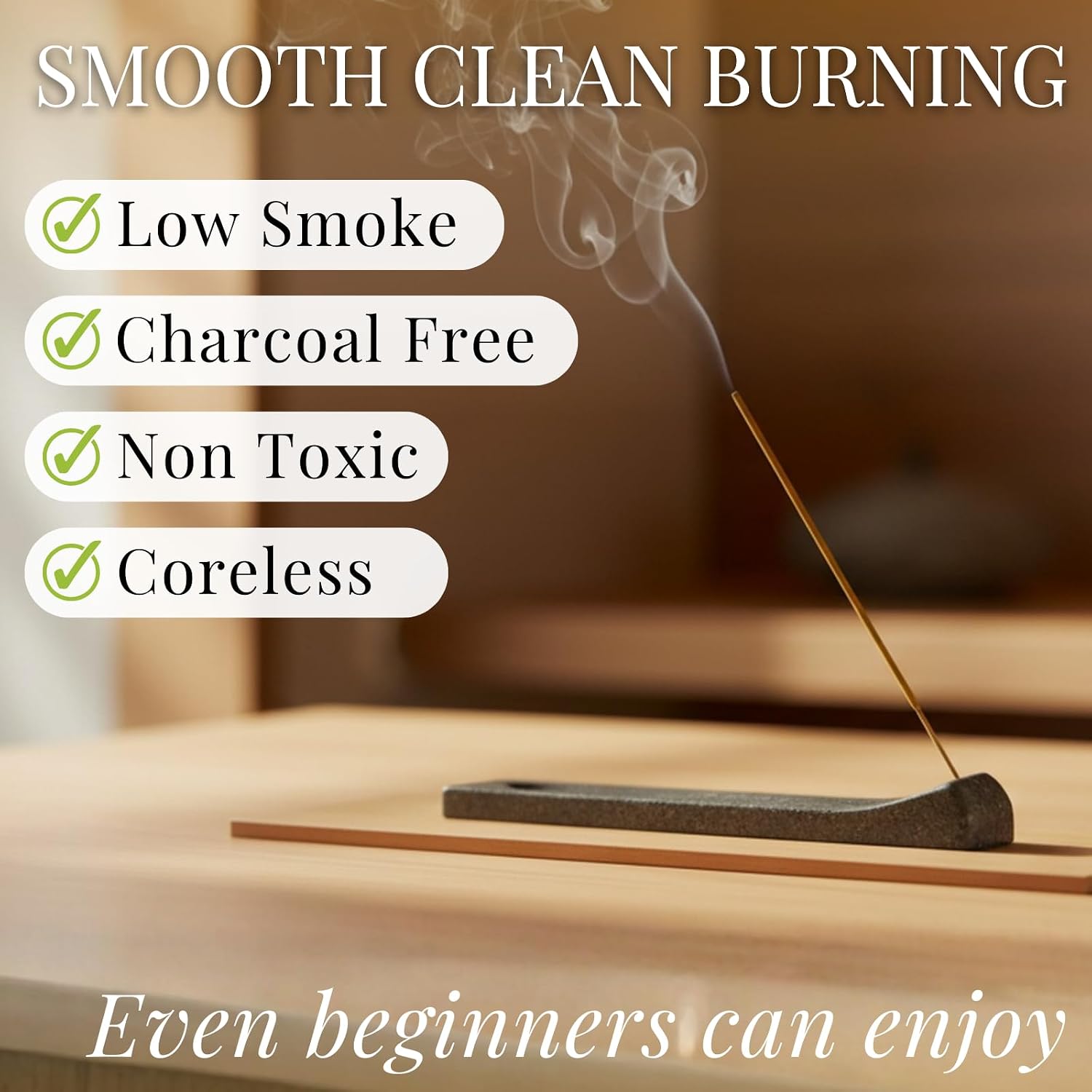 Sandalwood Premium Japanese Incense Sticks 60sticks Coreless Low Smoke Natural Charcoal Free Non Toxic Temple Kyoto Aroma Aromatherapy Meditation Calming Stress Relief Relaxation Yoga Zen TOMORI
