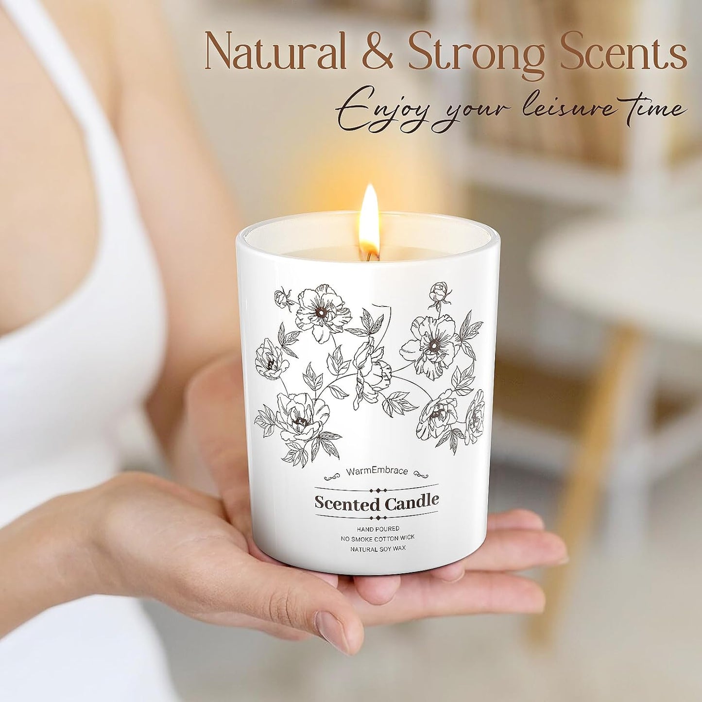 Deluxe Scented Candle for Women & Men, Vanilla Coconut Soy Wax Candle, 9.2 Oz Jar Candle for Home, Scented-80 Hour Long Lasting Burning, Suitable Present for Mom