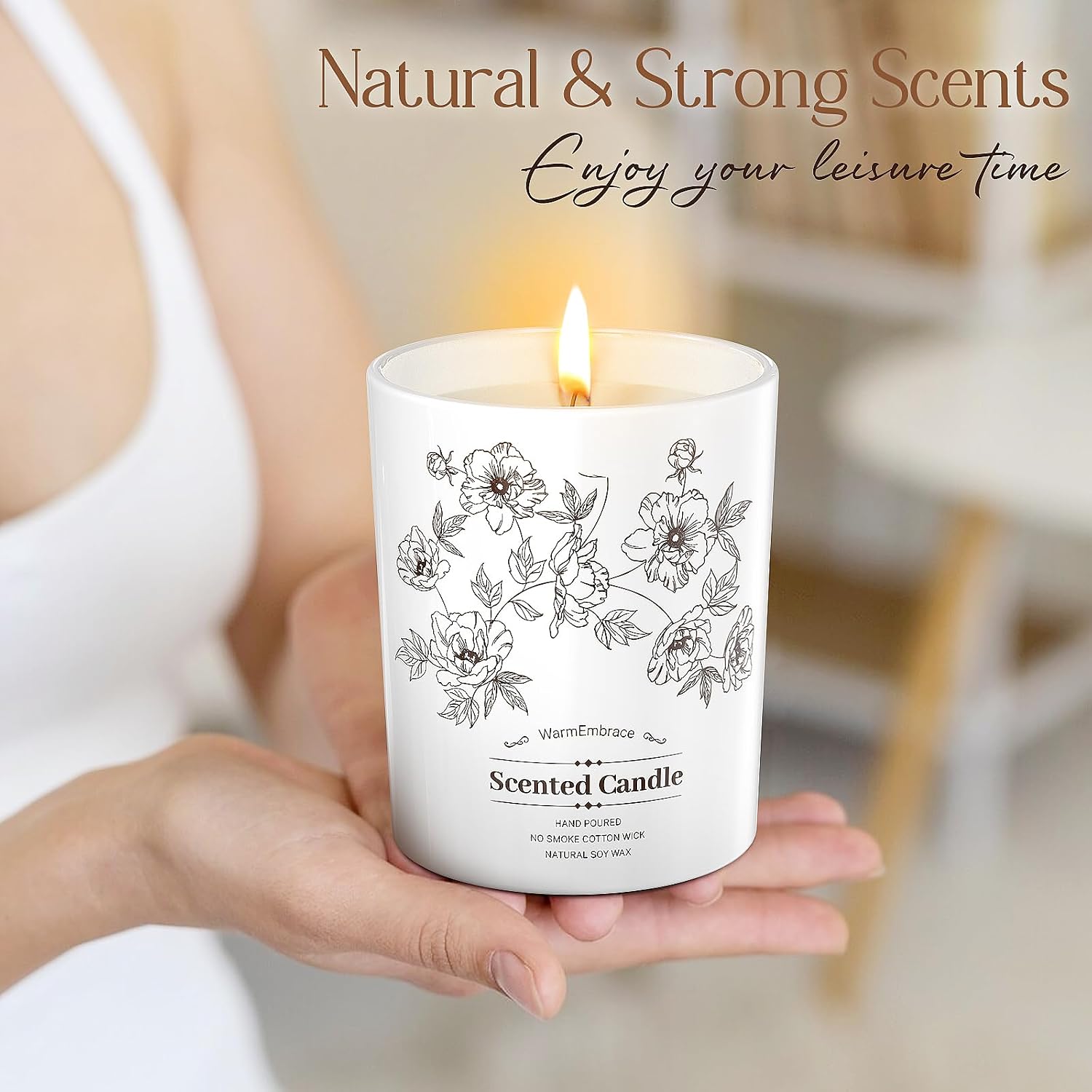 Deluxe Scented Candle for Women & Men, Vanilla Coconut Soy Wax Candle, 9.2 Oz Jar Candle for Home, Scented-80 Hour Long Lasting Burning, Suitable Present for Mom