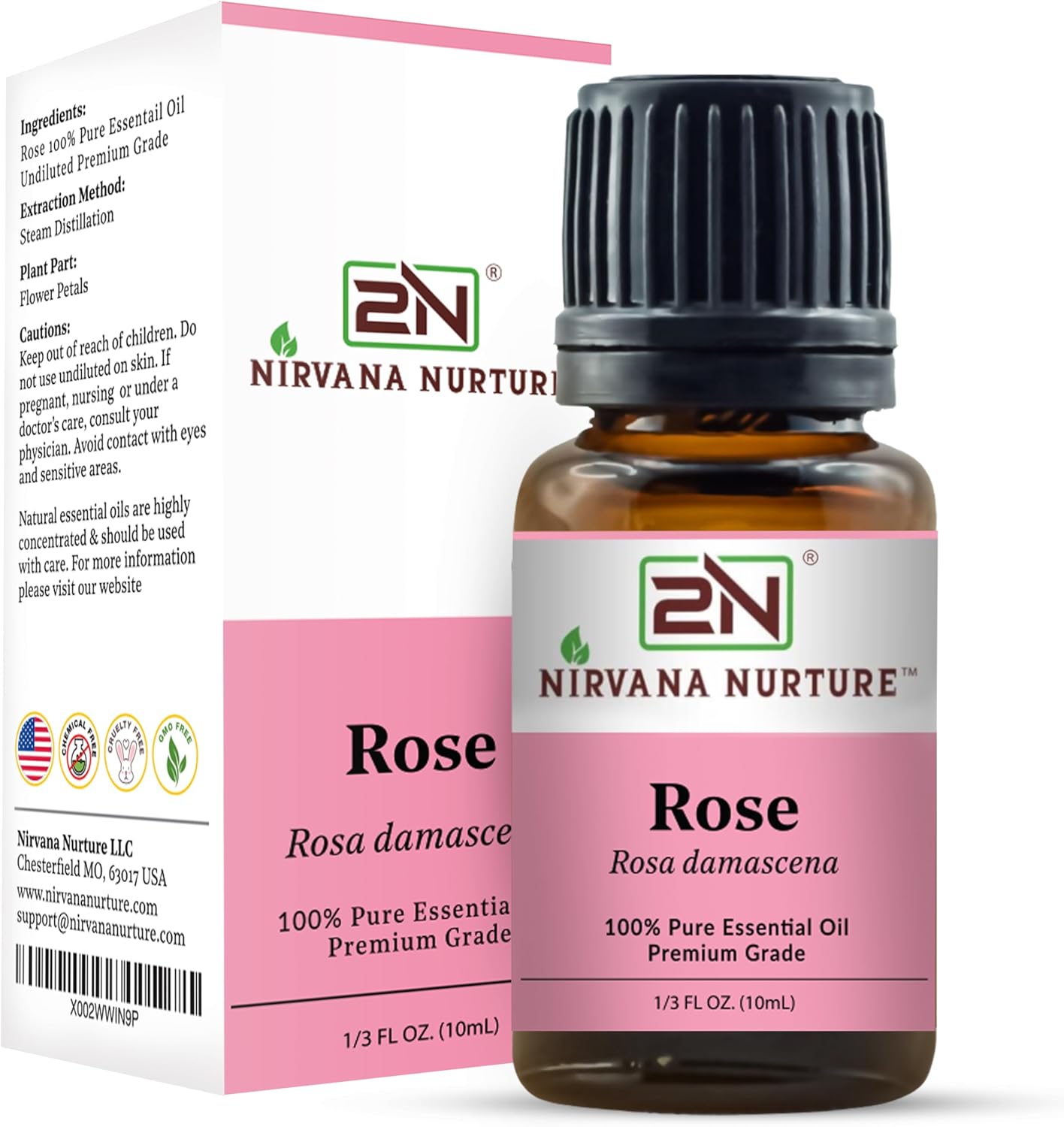 Rose Essential Oil, 100% Pure Undiluted, Aromatherapy Oil for Diffuser, Hair & Skin Care