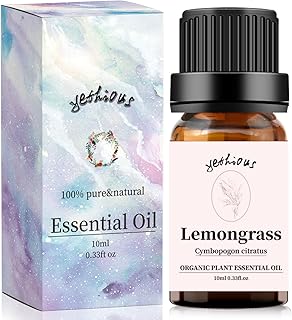 yethious Lemongrass Essential Oil Organic for Skin, 100% Pure & Natural Lemongrass Oil, 10ml/0.33 fl oz