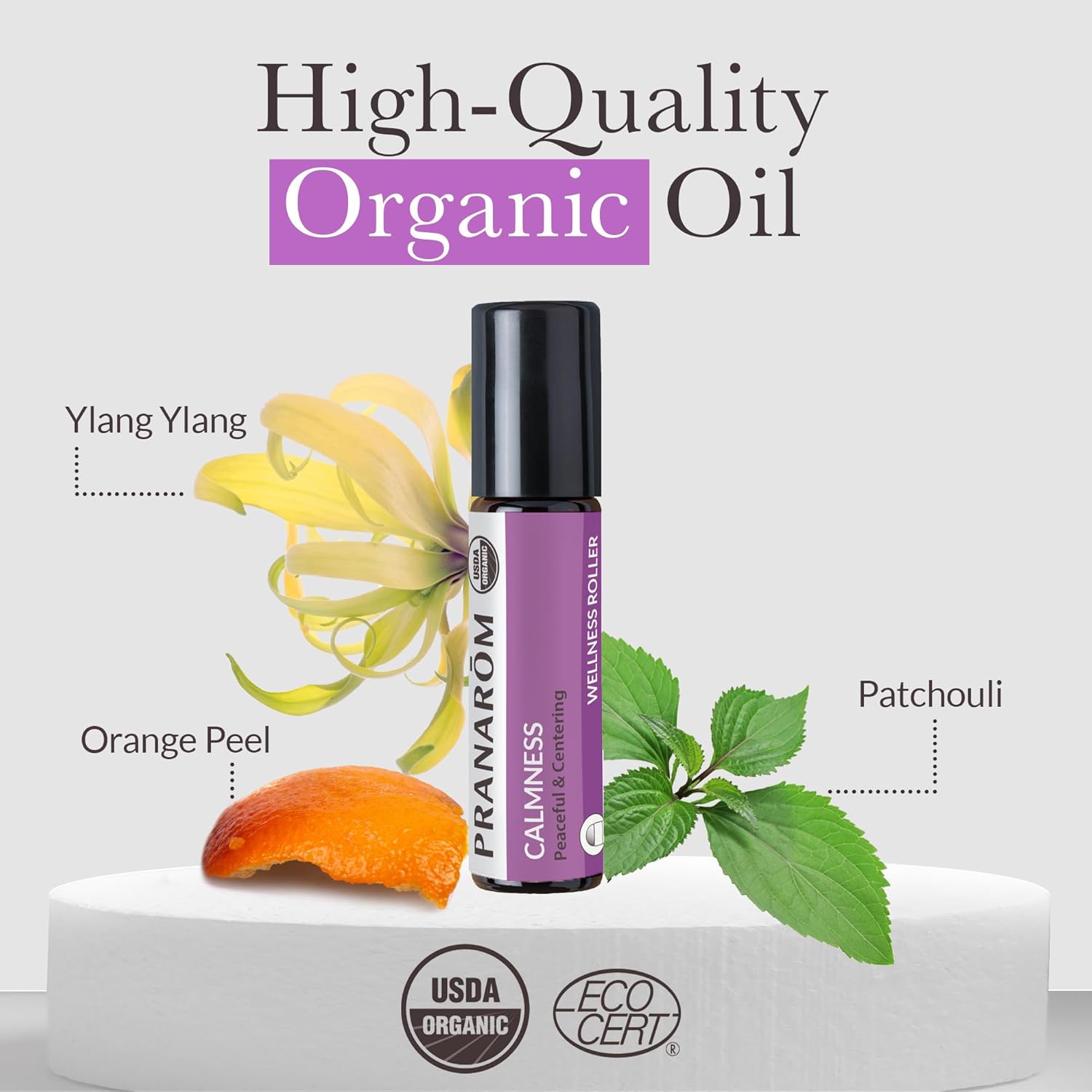 Pranarom - Calmness Mood Roller Wellness Blend 8ml - Aromatherapy for Relaxation - Certified Organic Ingredients - Convenient Roller Application - Cruelty-Free and Pure