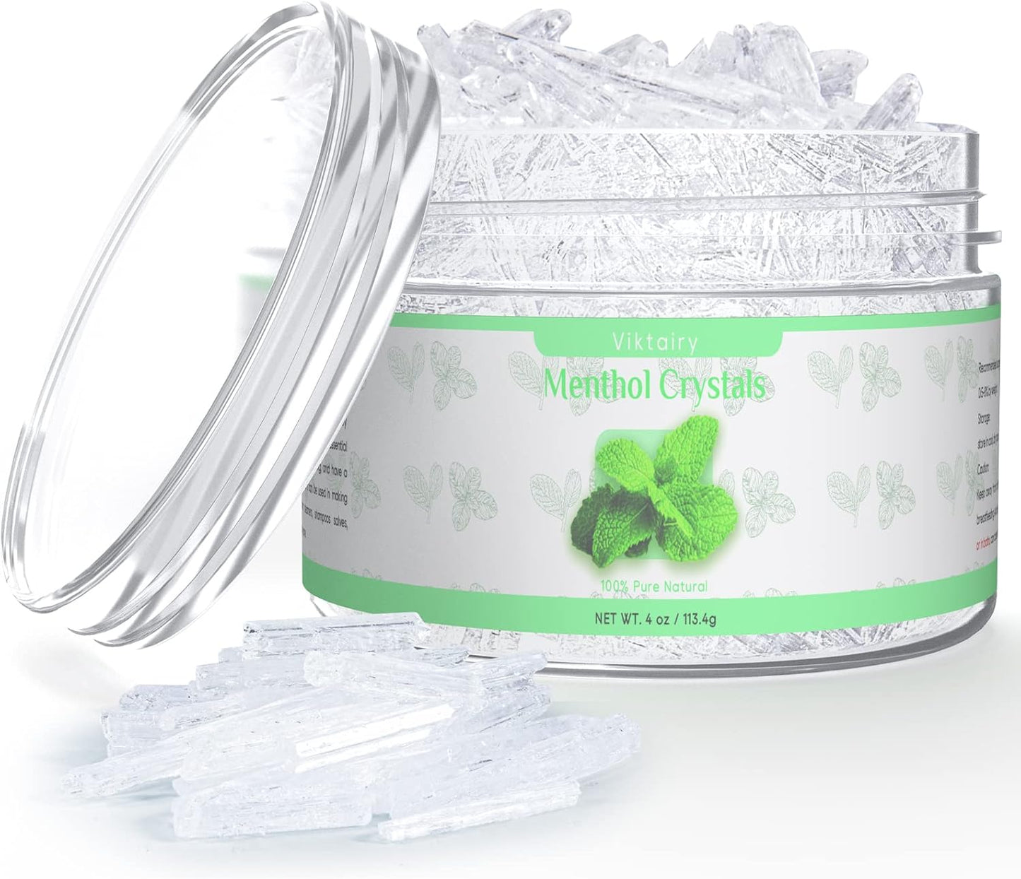 Menthol Crystals 4 oz, 100% Pure Organic Mint Crystals | Great for Making Shower Steamers, Creams and Soaps
