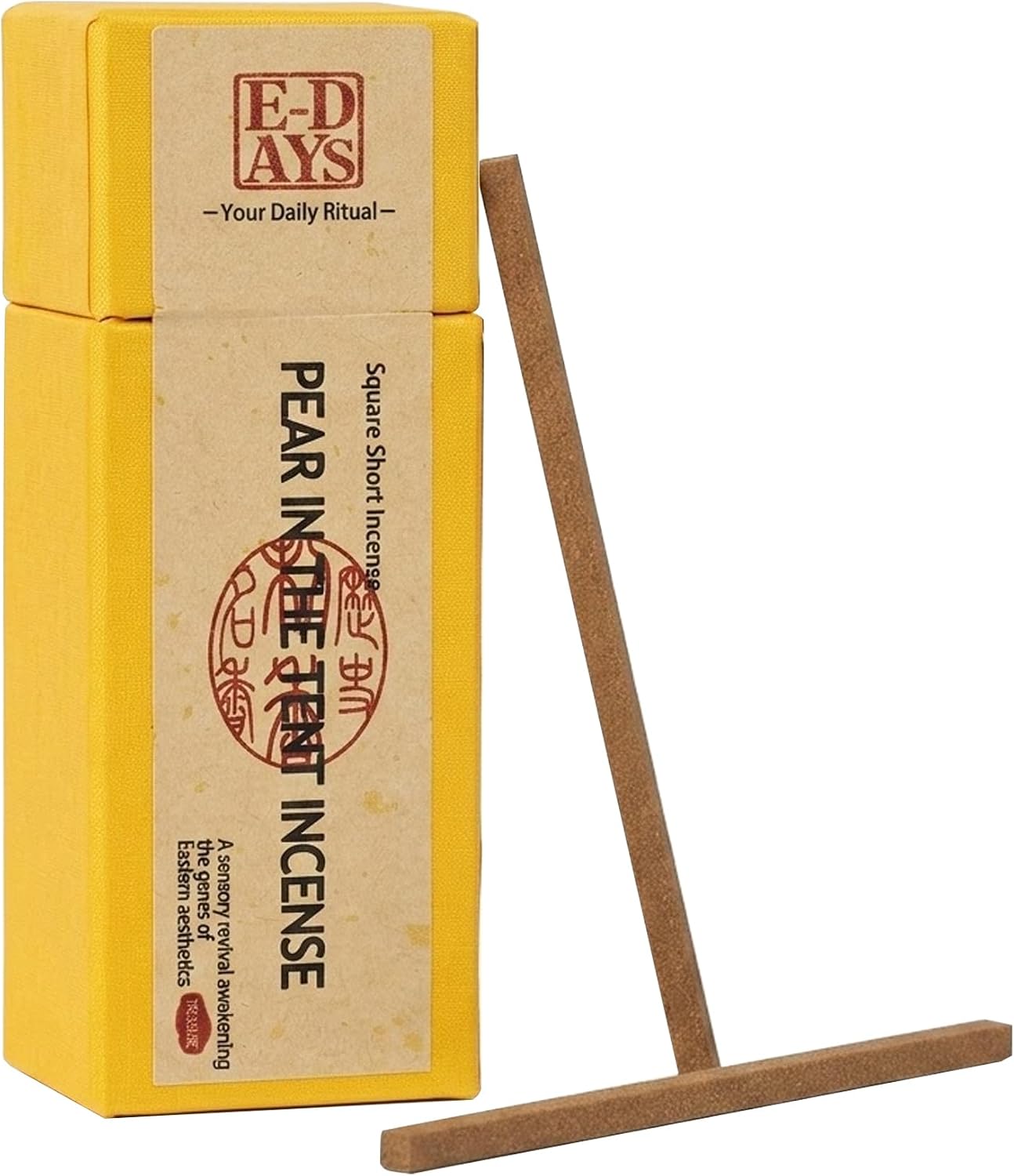 Square Incense Sticks - Goose Pear Tent Incense in Small Box Ancient Chinese Imperial Formula 60g (Approx. 81 Sticks, 10.5cm, 30 Min Burn Time) Aromatherapy for Sleep, Relaxation, Home