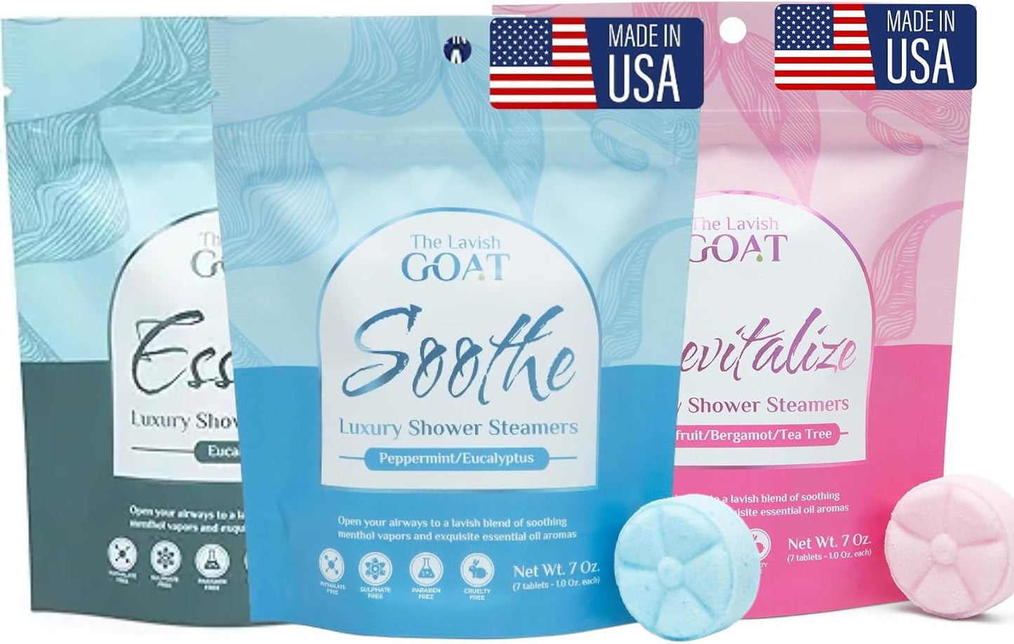 The Lavish Goat USA Made Shower Steamers 21 Count – Aromatherapy Shower Bombs - Tablets for Relaxation & Stress Relief