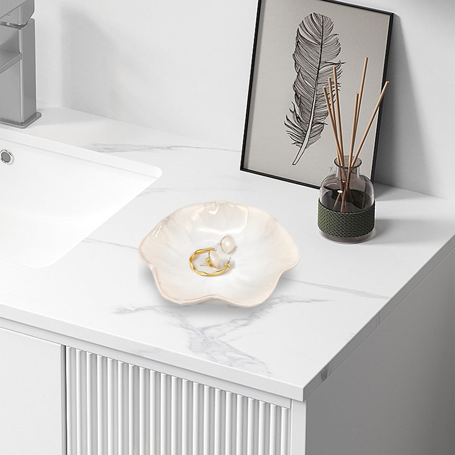 Binoster Ceramic Jewelry Dish, Leaf Jewelry Tray, Key Tray, Jewelry Holder, Small Ring Dish Holder, Jewelry Plate, Trinket Tray, Catchall Tray, Nightstand Decor for Entryway Table, Room Decor