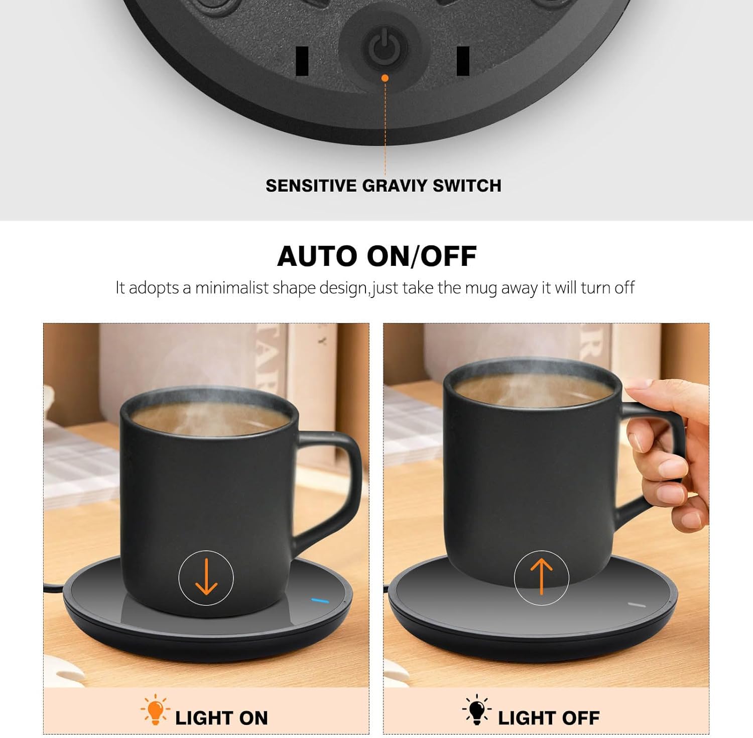 Lesipee Coffee Mug Warmer with Auto Sensor, Smart Coffee Cup Warmer for Desk, Electric Beverage Warmer Plate, Coffee Warmer Auto Shut Off, Candle Warmer for Office Home for Friends