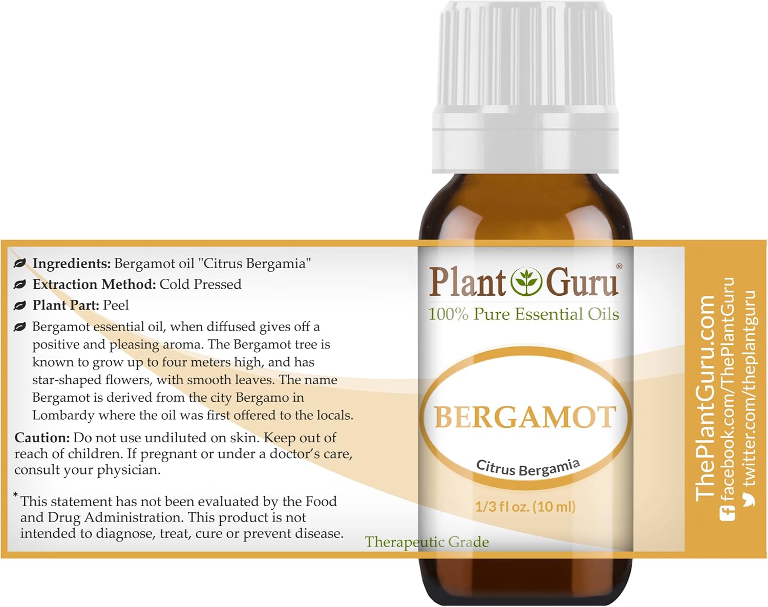 Bergamot Essential Oil 10 ml 100% Pure Undiluted Therapeutic Grade.