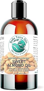 Bella Terra Oils - Organic Sweet Almond Oil 16 oz - Harnessing Almond’s Rich Vitamin A & B Profile, Cold-Pressed, Ideal for Radiant Skin
