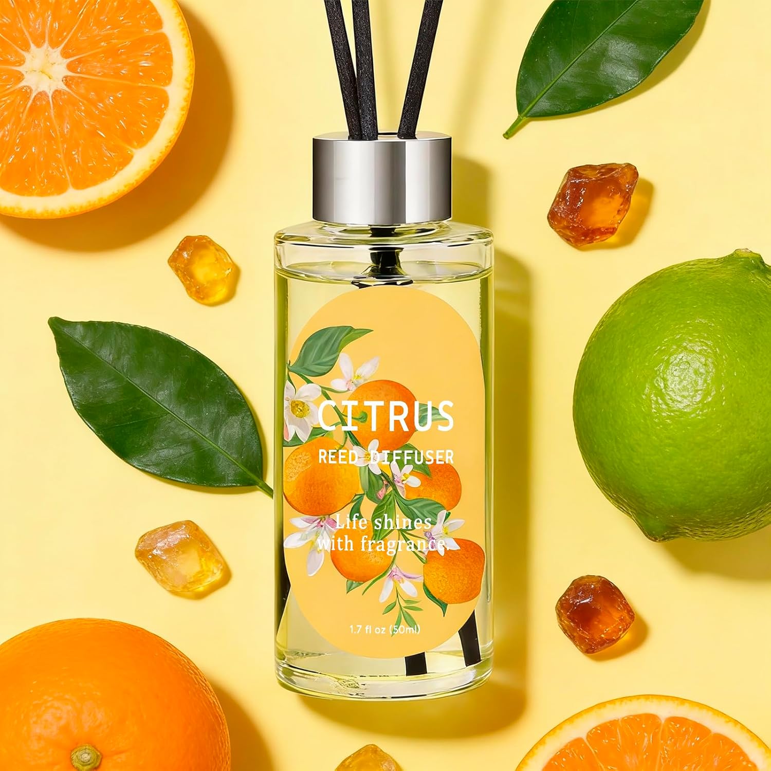 Reed Diffuser Set of 3, Eucalyptus, Linen & Citrus Scented Oil Diffusers with 15 Reeds, Long-Lasting Home Fragrance for Bedroom & Bathroom Decor, 1.7 fl oz Each, Total 5.1 oz