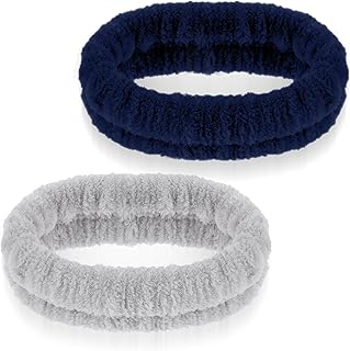 2Pcs Spa Headband, Head Bands Mens Hair Band Makeup Headband for Washing Face Absorbent Elastic Skin Care Headband Wrap for Women Yoga Sports Shower Exercise