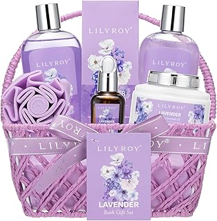 Gifts for Women, Birthday Gift - Lavender Bath and Body Gift Set, Spa Gift Basket for Women | Mothers Day Gifts for Mom, Self Care, Spa Gift for Valentines Day, Christmas Gift, All Occasion