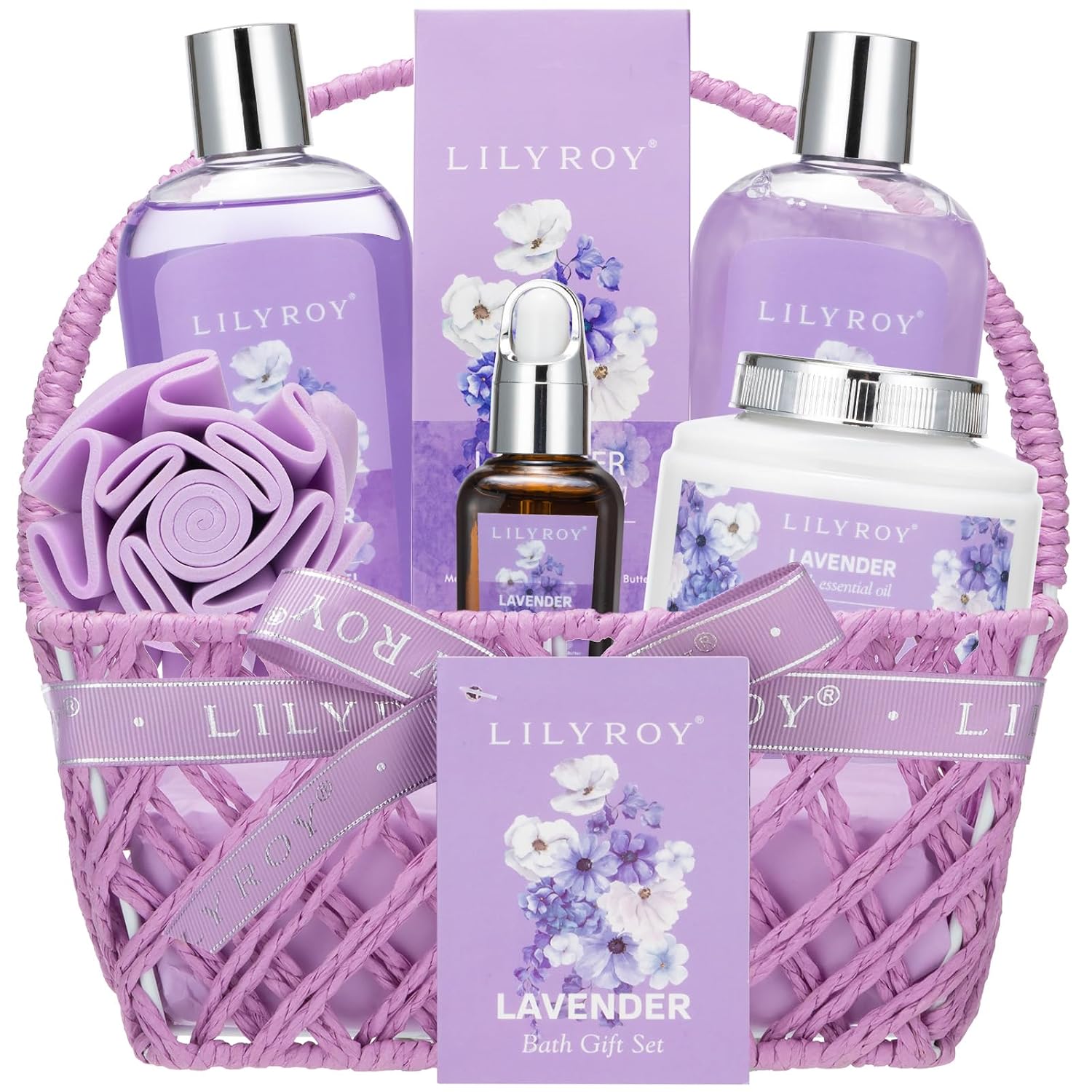 Gifts for Women, Birthday Gift - Lavender Bath and Body Gift Set, Spa Gift Basket for Women | Mothers Day Gifts for Mom, Self Care, Spa Gift for Valentines Day, Christmas Gift, All Occasion