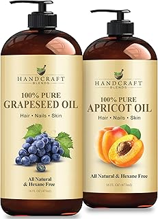 Handcraft Blends Lightweight Massage Set: Apricot Kernel Oil and Grapeseed Oil – (2 x 16 Fl Oz) – 100% Pure & Natural – Non-Greasy Carrier Oils for Oily or Sensitive Skin
