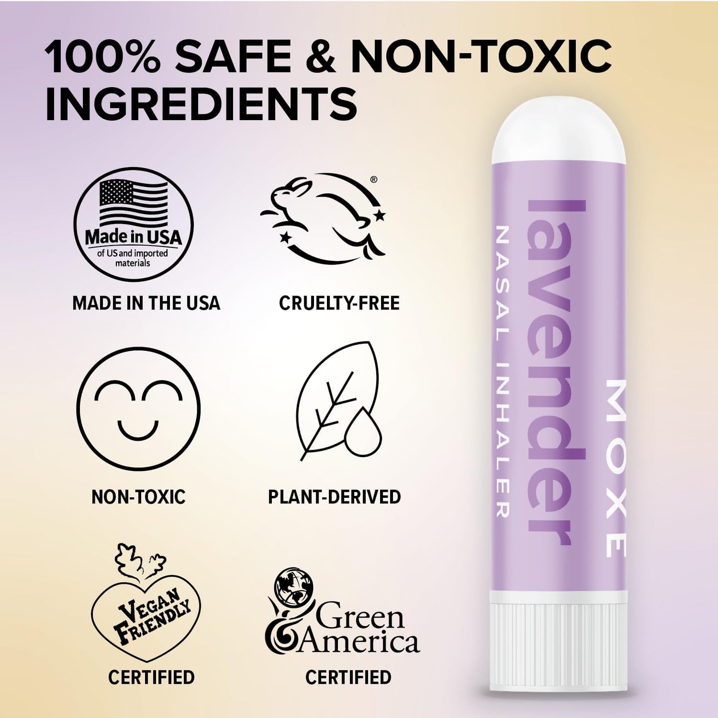 MOXE Lavender Essential Oil Nasal Inhaler, Therapeutic No-Mess Aromatherapy, Relaxation, Naturally Calming, Before Sleep Routine, Uplifts Mood, Pure and Undiluted, Made in USA (1 Pack)