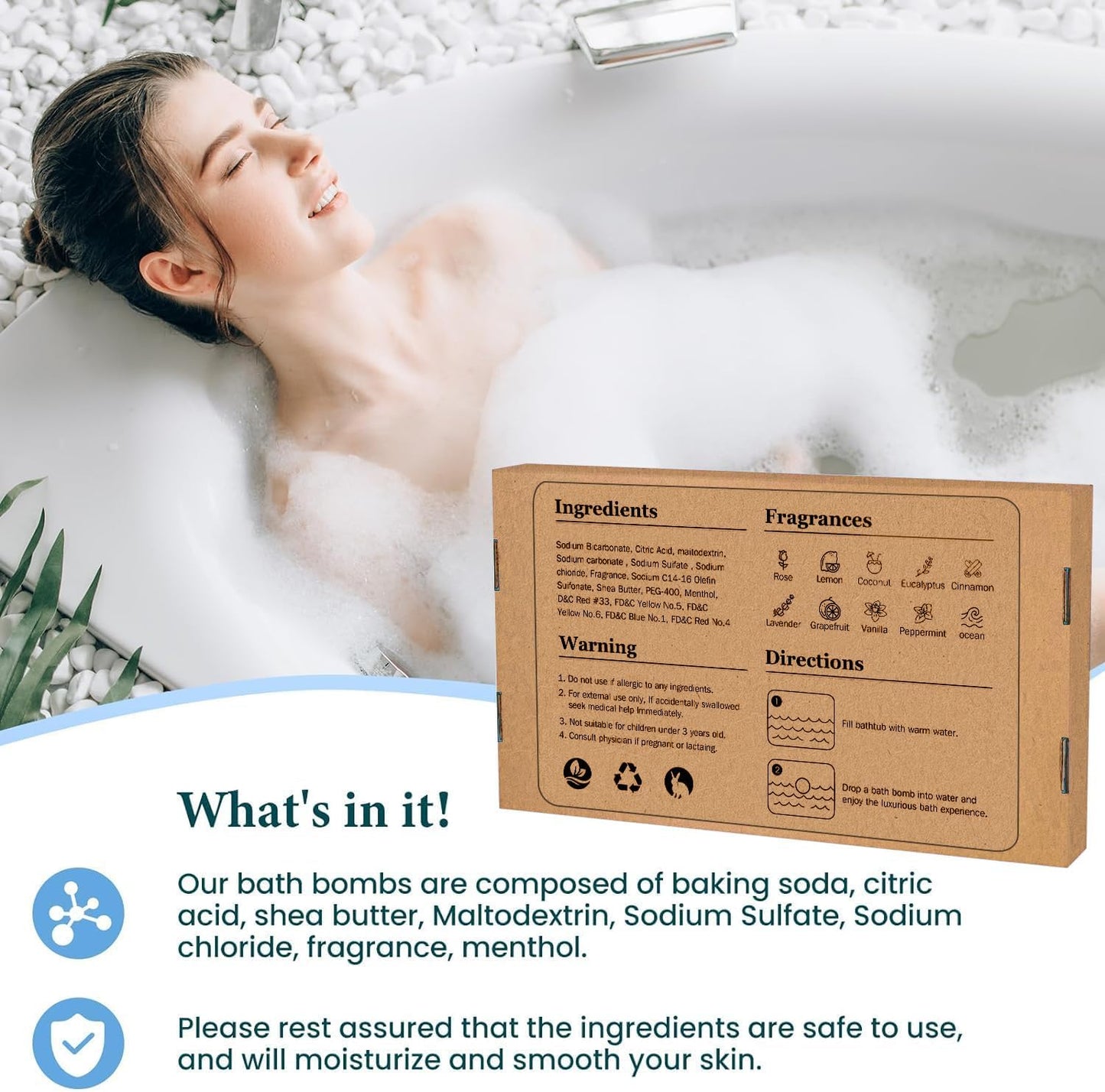 TranquilBliss Bath Bombs Set 50 PCS with 10 Rich Scents, Bath Bombs for Women, Natural Bubble Bombs with Shea Butter & Safe Oil, Ideal for Mother's Day, Birthday, Valentines Present (Brown)