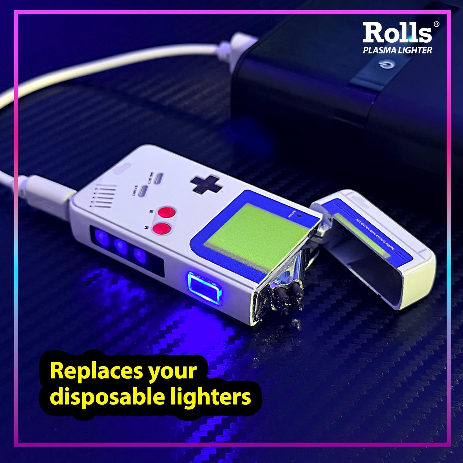 Rolls Electric Lighter - Gifts for Men - Cool Lighters - Electric Rechargeable - Candle Lighters - Custom Unique Gadgets - Birthday Gifts for Men - By Rolls Plasma Lighter (Blue)