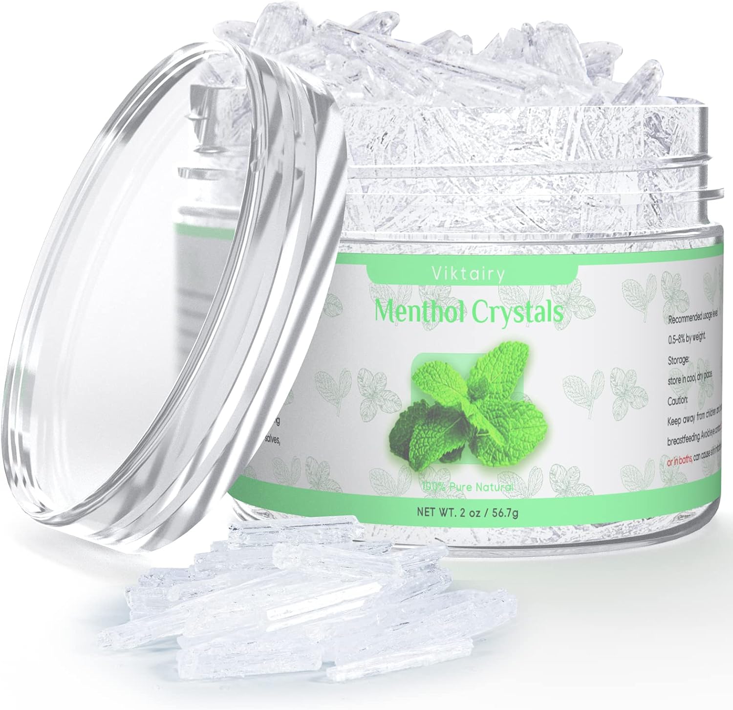 Menthol Crystals 2 oz, 100% Pure Organic Mint Crystals | Great for Making Shower Steamers, Creams and Soaps