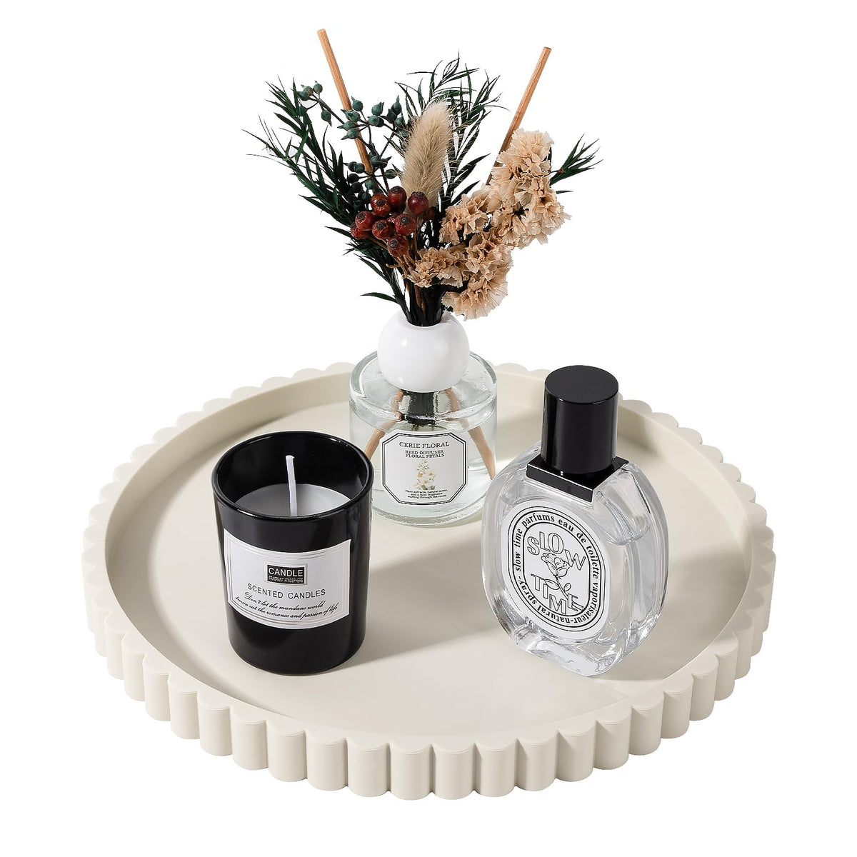 Round Bathroom Tray Silicone Kitchen Counter Decor Vanity Organizer Decorative Coffee Table Tray for Perfume