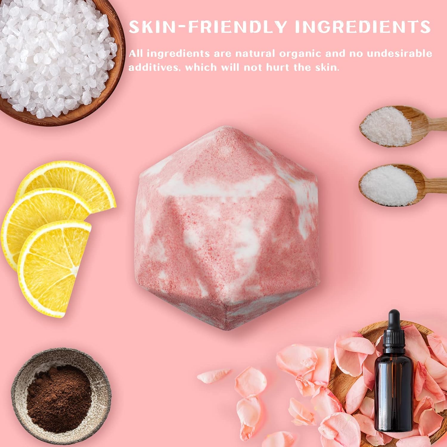 D20 Bath Bomb with Hidden Polyhedral Dice Set, Dragon Blood Scent | 11 oz D20 Shape, Hidden 7-Piece Dice Set, Peach & Rose Scent, Skin-Nourishing Formula, Gift for RPG Gamers & Fans