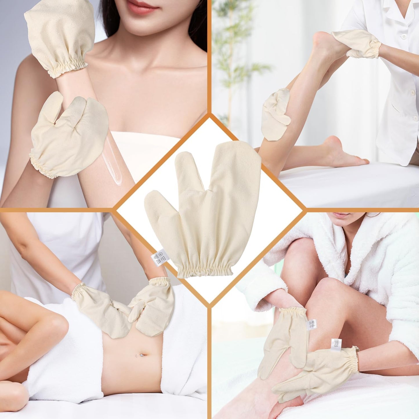 Garshana Gloves Raw Silk Massage,Raw Silk Gloves Garshana with Elastic Wrist Bands,for Skin Brushing Massage (2PCS)