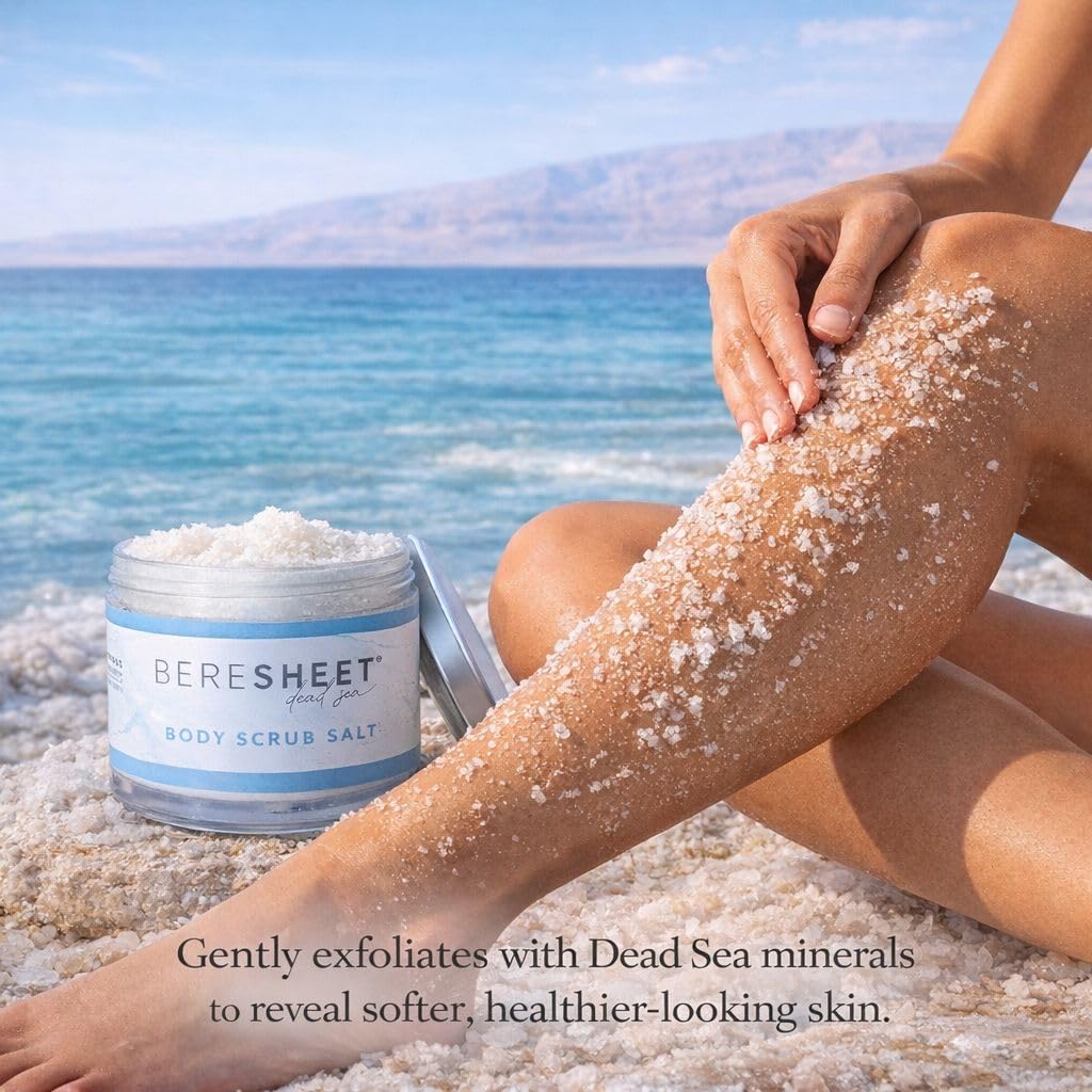 Salt Body Scrub – Natural Exfoliating & Hydrating Body Scrub with Dead Sea Minerals & Natural Oils – Deep Cleansing, Nourishing & Skin-Smoothing Scrub for All Skin Types