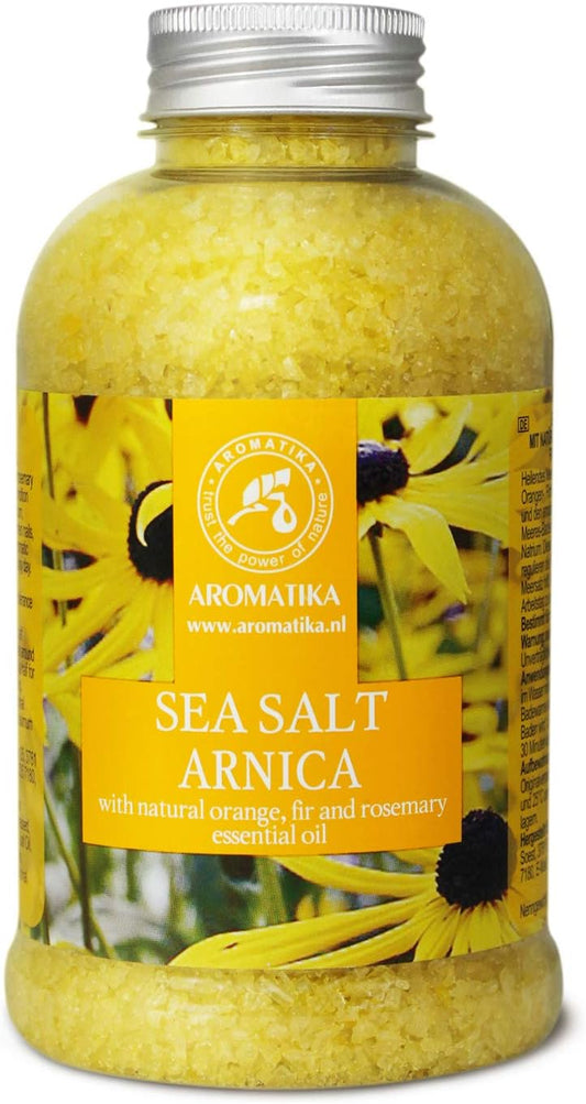 Arnica Bath Salts 21.16 Oz - 100% Natural Rosemary Orange and Fir Essential Oils - Sea Salt Arnica 600g - Best for Bath - Good Sleep - Relaxing - Body Care - Beauty