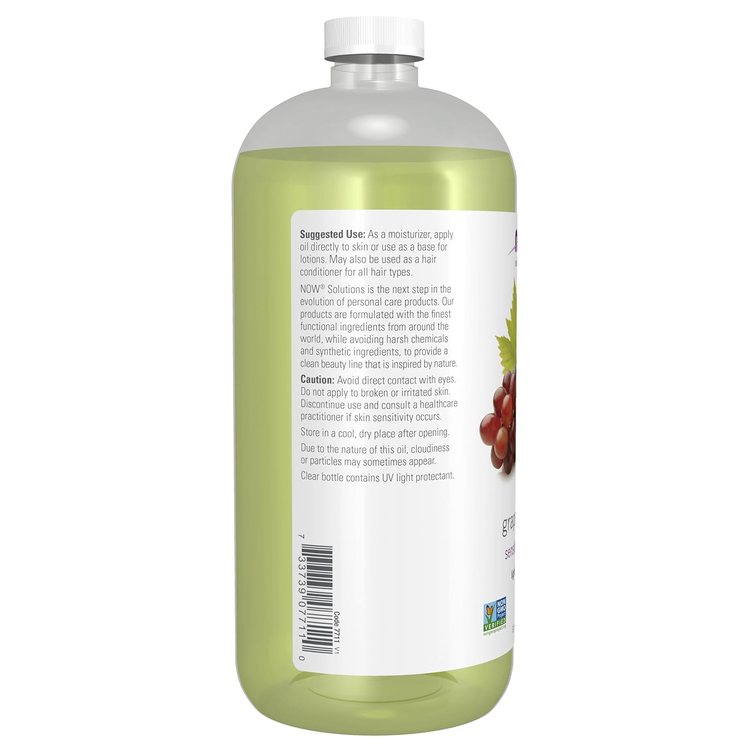 NOW Solutions, Grapeseed Oil, Skin Care for Sensitive Skin, Light Silky Moisturizer for All Skin Types, 32-Ounce