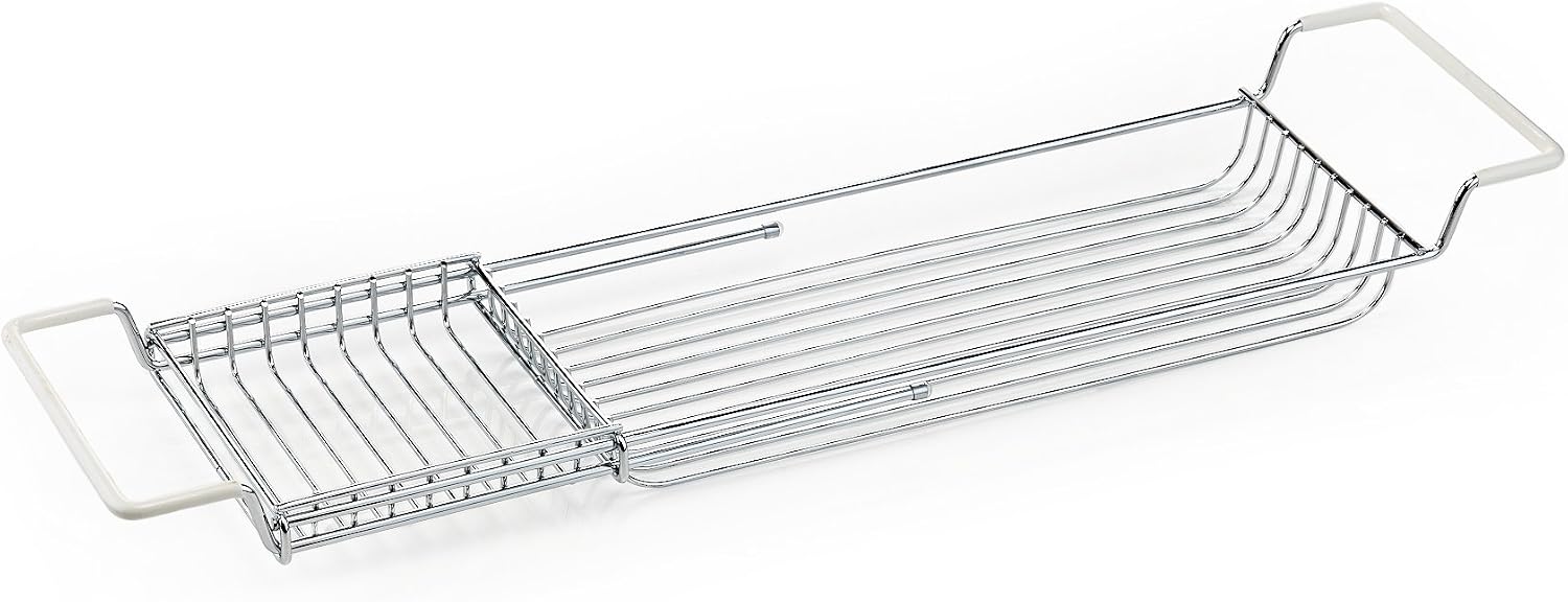 Home Intuition Stainless Steel Expandable Shower Bathtub Tray Over the Clawfoot Tub Bath Caddy