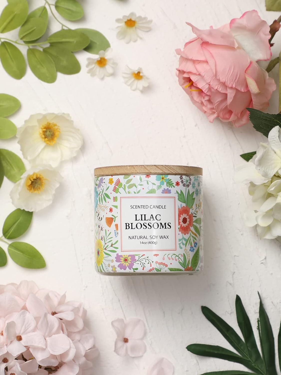 Spring Candle, Floral Scented Candle, Blossoms Gardenia Scented Candle, Large 3 Wicks, 14 oz