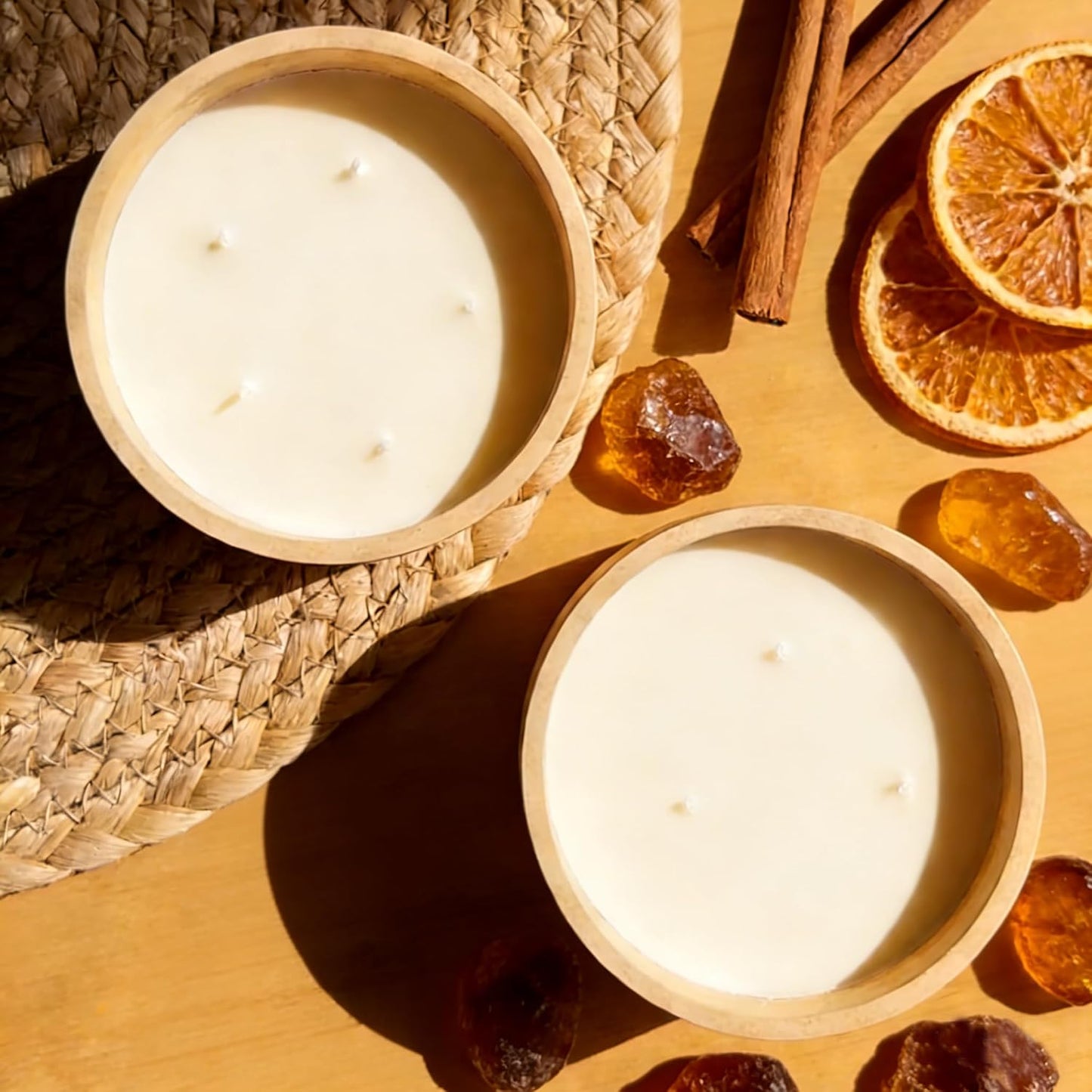 GalDal Scented Candle - Amber & Musk & Vanilla, 21 oz. 3 Wick Scented Candle Made with Coconut Oil and Soy Blend Wax | Acacia Wood Lid