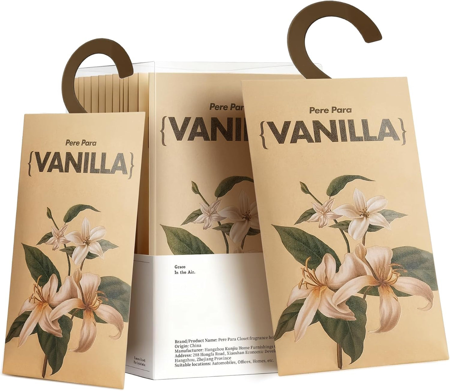 12 Packs Vanilla Potpourri Scented Sachets for Drawers and Closets，Hanging Paper Air Fresheners for Clothes Long Lasting Fragrance