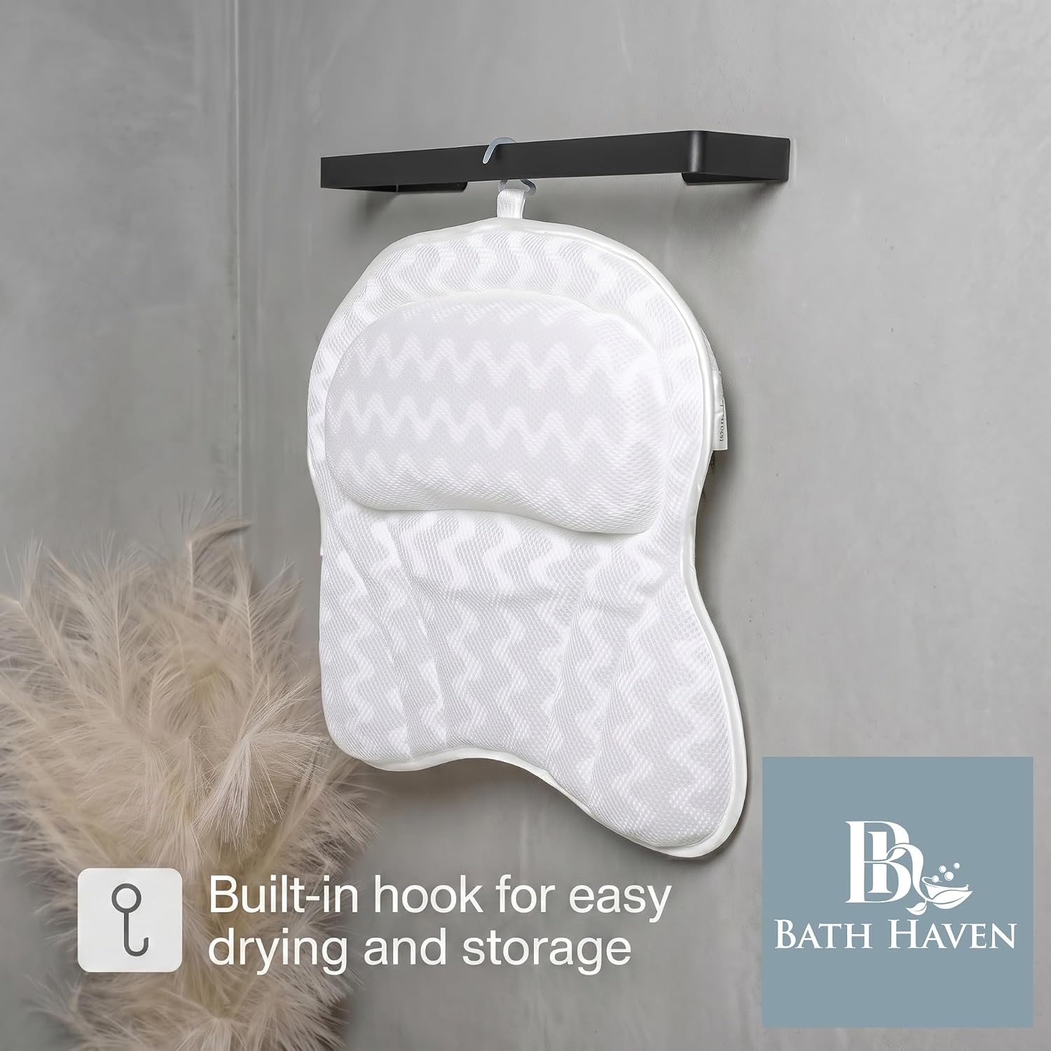 Bath Pillow Bathtub Pillow Back Neck Support Pillow, Spa Cushion for Tub, Relaxing Headrest Bath Pillow, Portable Washable Bathtub Accessories with 3D Air Mesh Thick Soft Bath Pillow (Deluxe)