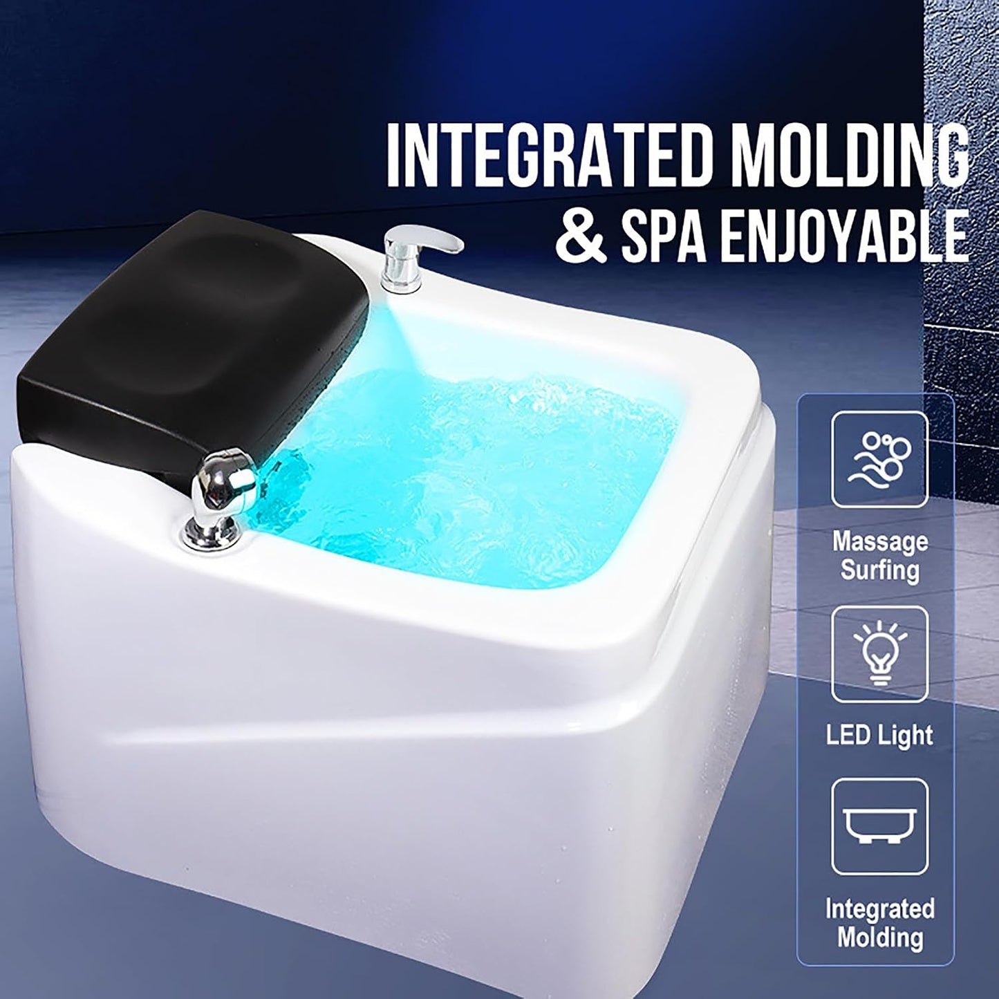 Relaxing Foot Spa Massager with Heat and Bubbles,Acrylic Pedicure Bath with Massaging Tools for Home Salon