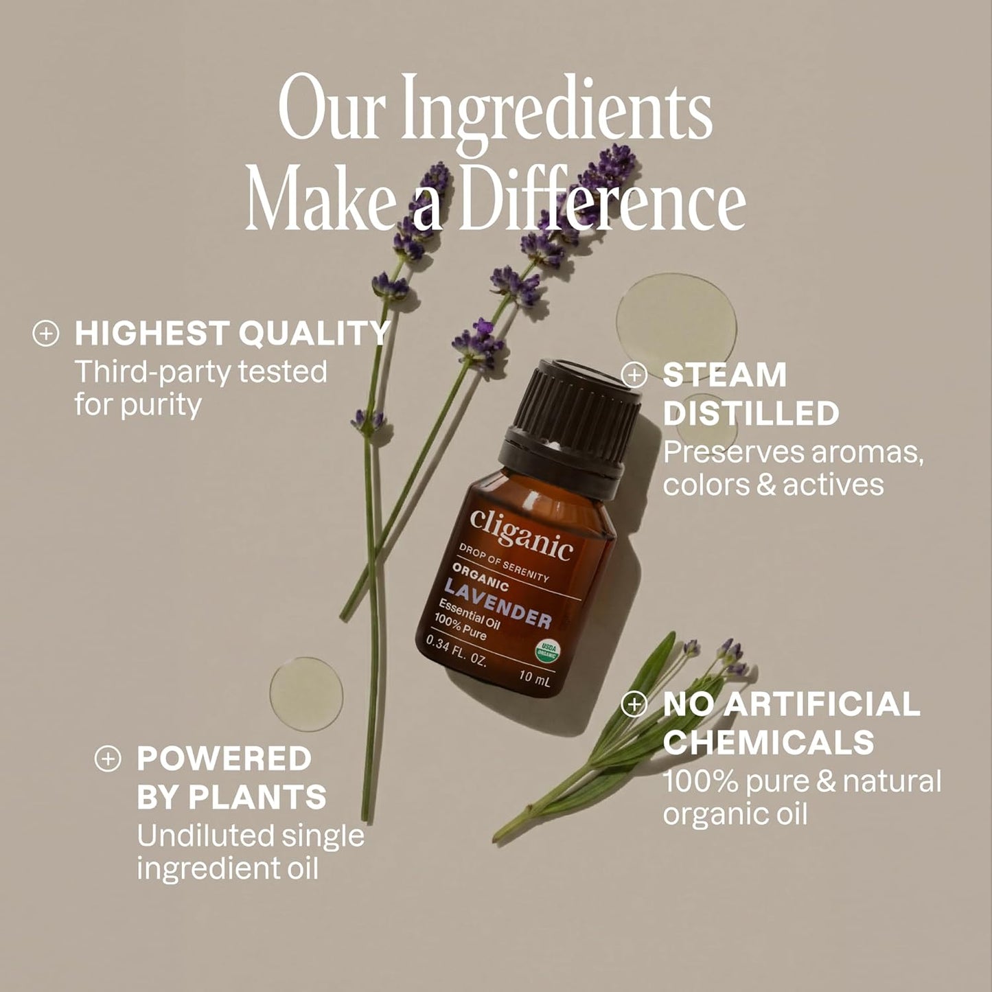 Cliganic Organic Lavender Essential Oil, 1oz - 100% Pure Natural Undiluted, for Aromatherapy Diffuser | Non-GMO Verified