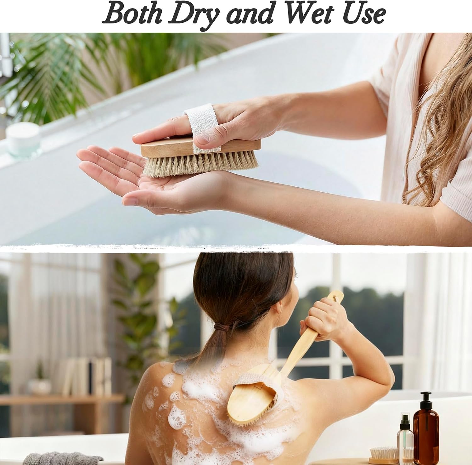 7 Packs Dry Brushing Body Brush Set for Lymphatic Drainage and Cellulite Massager, Long Handle Dry Brush for Body, Natural Boar Bristle Dry Body Brush Exfoliator