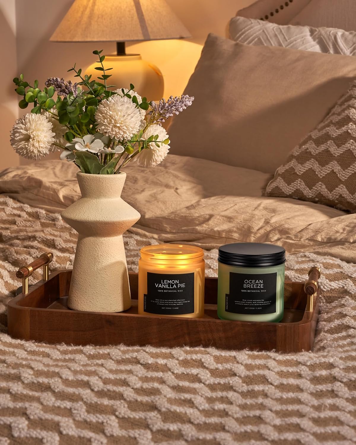 M&SENSE Lemon Vanilla Scented Candles, 11.6oz Natural Soy Wax, 70 Hours Long Lasting Burn, Non-Toxic, Highly Scented Gifts for Bathroom Living Room, Stress Relief Home Fragrance for Men Women