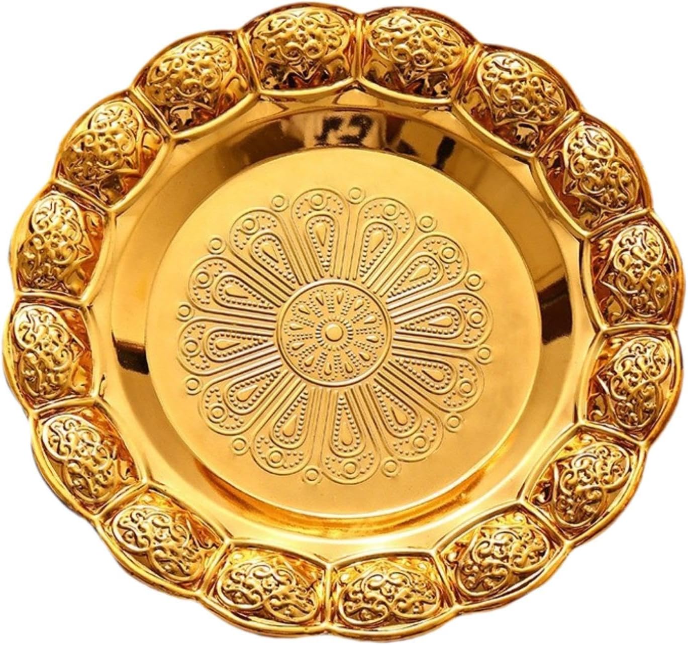 Round Serving Tray Organizer Candle Holder Iron Decorative Platter Suitable for Bedroom Entrance Living Room Cafe15cm