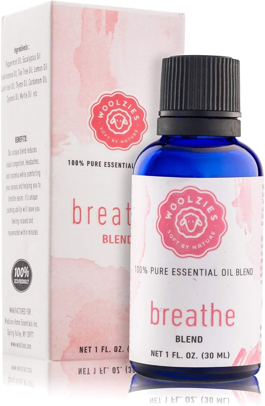 Woolzies Breathe Essential Oil Cold Stopper Blend For Cold, Cough, Congestion, Sinus Relief, Allergy, Headache, Aromatherapy, Scents & Diffuser