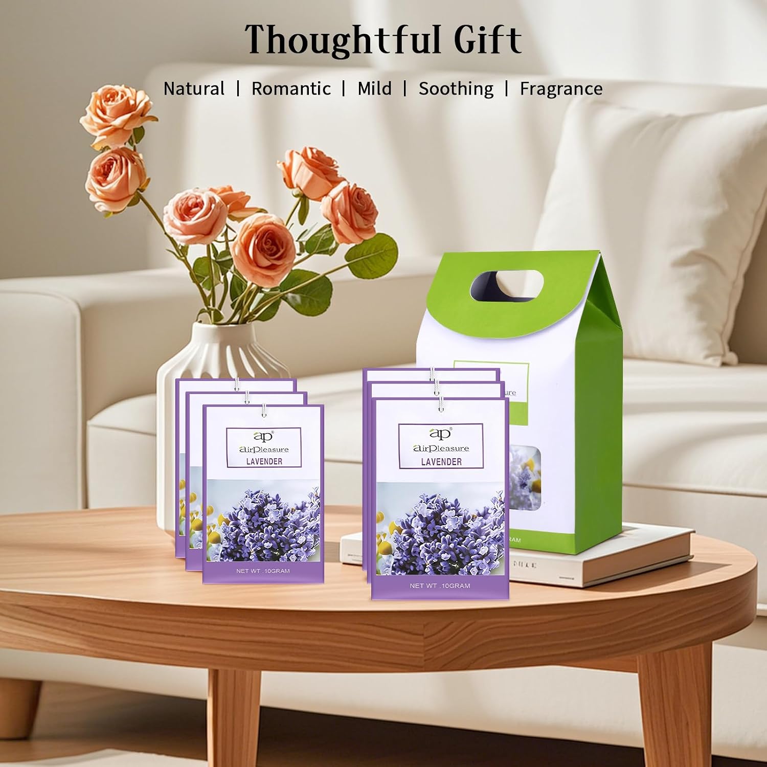 Lavender Scented Sachets Bag 6 Pack for Drawers & Closets, Long-Lasting Sachets Bags Wardrobe Freshener, Drawer Deodorizer Fresh Scents Home Fragrance Air Freshener Bags for Home Room