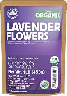 Lavender Tea 1LB (16Oz) 100% Certified Organic| Lavender Flowers Dried | Loose Lavender Tea| Perfect for Tea, Baking, Lemonade, DIY Beauty, Sachets & Fresh Fragrance | 100% Raw Albanian Harvest |