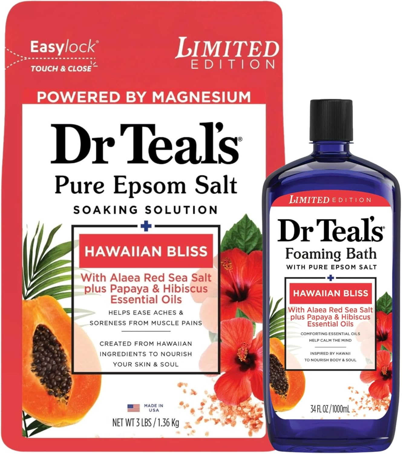 Dr Teal's Hawaiian Bliss Pure Epsom Salt Soak and Foaming Bath (Hawaiian Bliss)