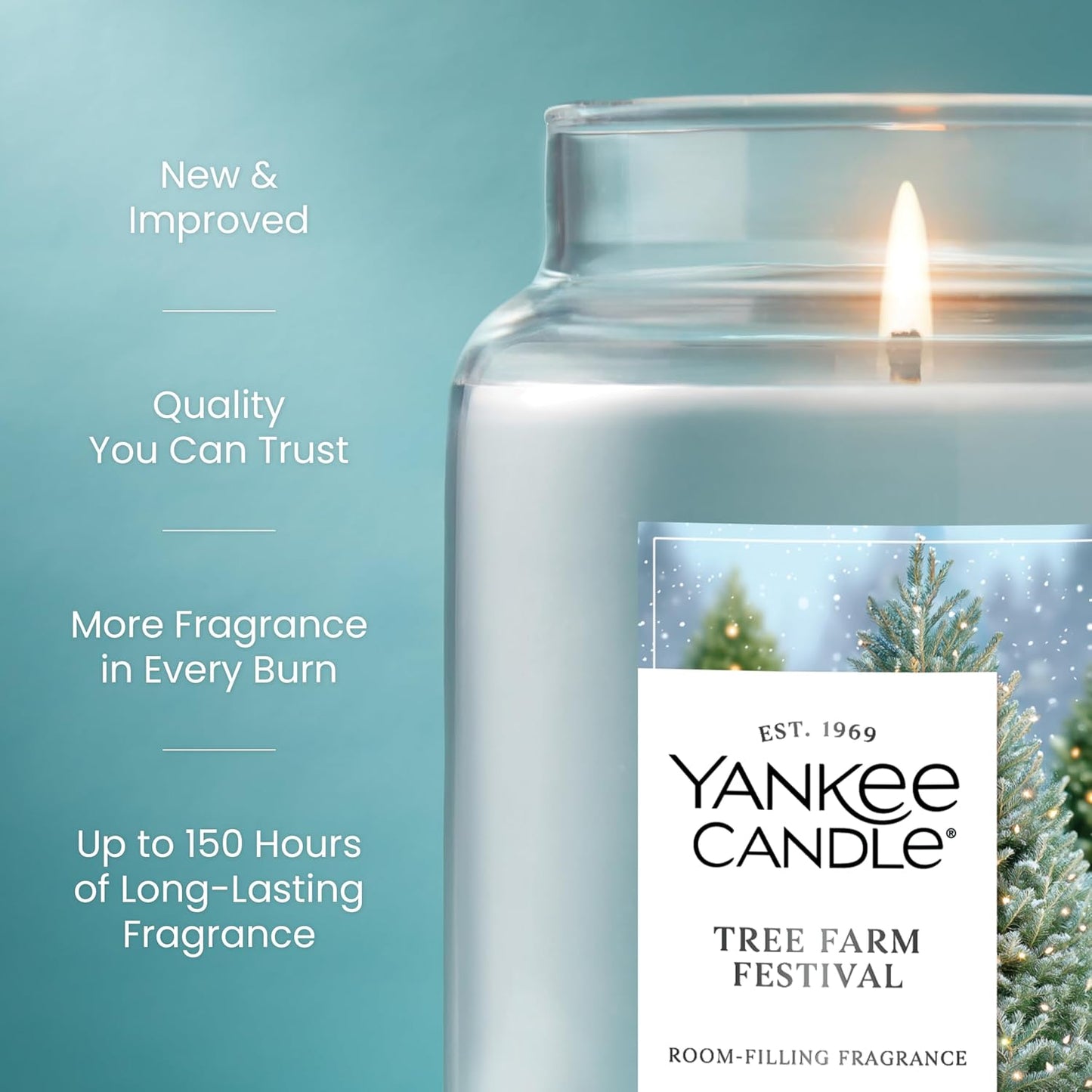 Yankee Candle Tree Farm Festival, Christmas Scented Candle, 22oz Large Jar with up to 150 Hour Burn Time, Giftable