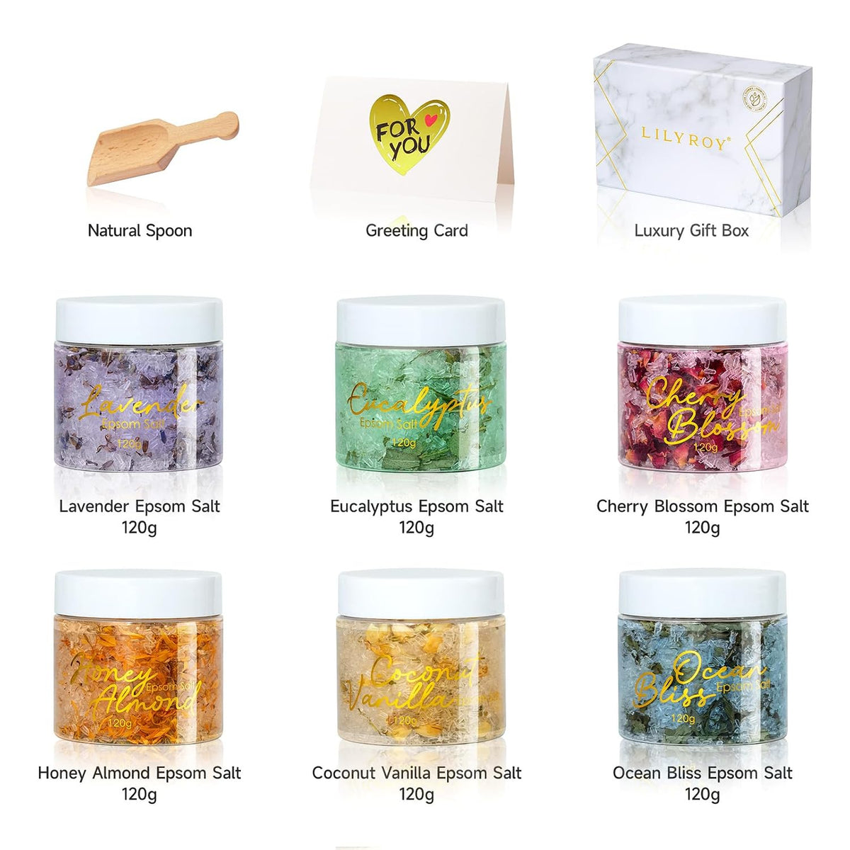 9Pcs Epsom Salt Gift Set, Birthday Gifts, Perfect Spa Gifts for Women &amp; Men