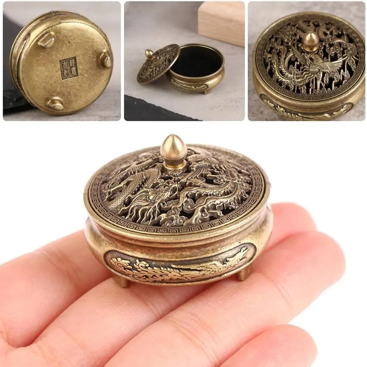 2 PCS Classics Incense Burner Holder for Cones & Sticks - Traditional Mini Ceramic Aromatherapy Incense Cone Holder with Detachable Tray, Decorative Zen Home Office Decor
