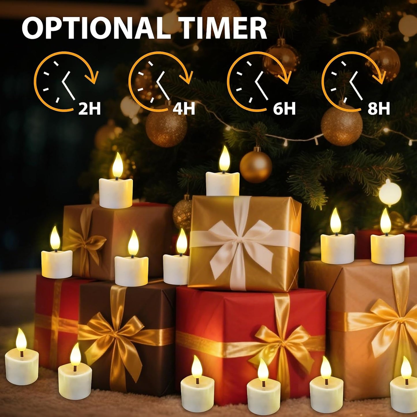 JNOEC Rechargeable Flickering Flameless Candles, 8 Pcs Fake Electric Tea Lights with Remote Control and Timer, Safe & Realistic Flame Effect LED Candles for Party, Wedding, Aniversary, Easter Decor