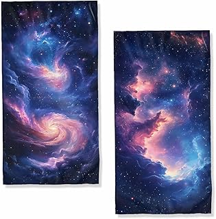 Galaxy Bath Hand Towels Set of 2 Absorbent Nebula Space Universe Purple Vortex Decorative Hand Towels Set for Bathroom Gym Hotel Spa Bathroom Hand Towels Gifts for Women Man 14x28 Inch