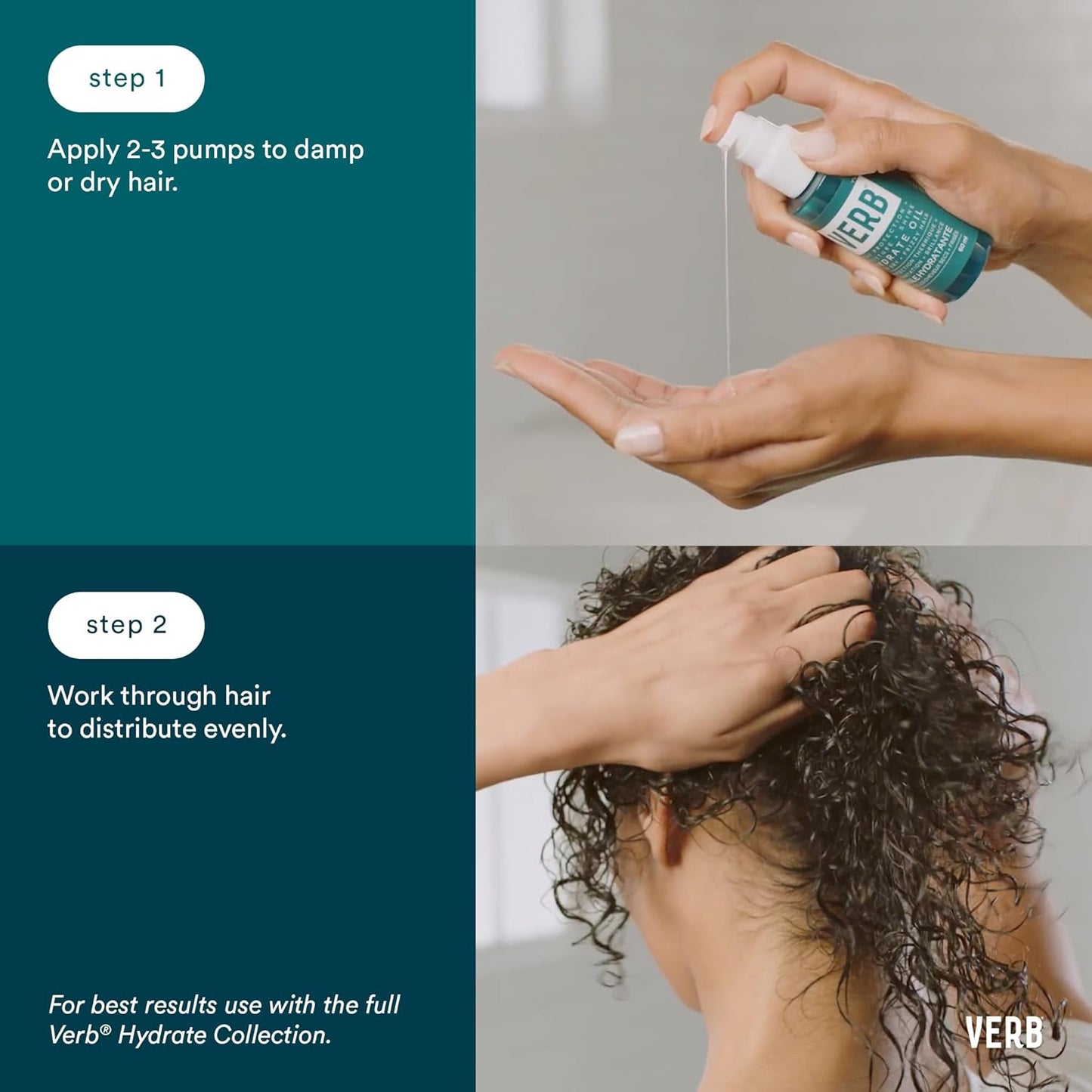 VERB Hydrate Oil - Add Moisture -Increases Shine - Smooth Frizz - Heat Protection for Dry + Frizzy Hair - Amber + Warm Jasmine Scent