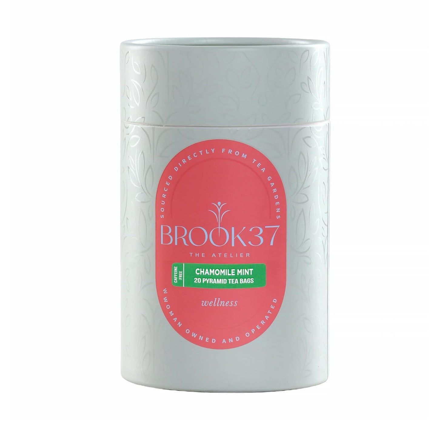Brook37 Chamomile Mint Herbal Tea - Caffeine Free, Herbal Wellness Tea with Chamomile, Lavender, Rose and Spearmint - Plant-Based Pyramid Sachets, Floral Mint Blend, Gourmet Gift for Tea Lovers