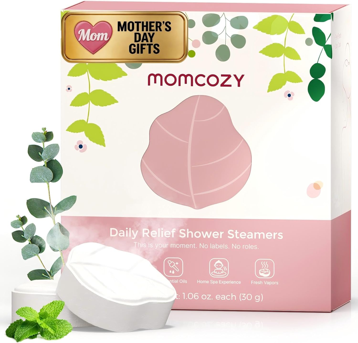 Momcozy 14 Pack Shower Steamers, Mothers Day Gifts, Self Care for Women, Bridal Shower, Aromatherapy with Natural Peppermint & Eucalyptus Essential Oil, Relaxation, Long-Lasting, Ideal Spa Gifts